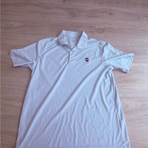 Nike White Polo Shirt with Small Red & Black Chest Patch